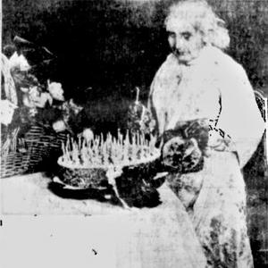 The <i>Deseret Evening News</i> reported on a birthday luncheon that the Relief Society general board held for Emmeline B. Wells on 28 February 1918. Additional detail about the event is provided in the 28 February entry in Wells's diary, which at this point was being kept by her daughters Belle and Annie. Wells was born 29 February 1828, meaning she could celebrate on the actual anniversary only in leap years. (<i>Deseret Evening News,</i> 2 Mar. 1918, 5.)
